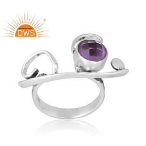 Última venta 925 anillo de piedras preciosas de amatista Natural de plata esterlina joyería personalizada para mujeres regalo para ella - Product Image 1