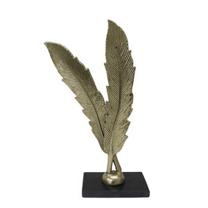 Design élégant en aluminium marbre 2 feuilles décoratives en laiton brut couleur or Sculpture pour la maison et la décoration de noël à la main - Product Image 1