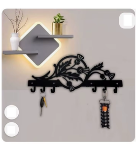 Iron Key Holder Rack with Antique Finish <b>Rustic</b> Wall Organizer Creative Design for Home Office Apartments Daily Use - Product Image 4