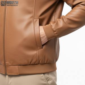 Design personnalisé de haute qualité décontracté mode en gros couleur brodé logo hiver veste en cuir hommes Blouson aviateur personnalisé - Product Image 5