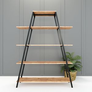 Estante de 5 Niveles Tipo A con Estructura de Madera y Hierro, Forma Rectangular de 120x35x160cm para Almacenamiento en Sala de Estar SFKS021 - Product Image 1