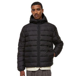 แจ็กเก็ตบอลทรงพองสำหรับผู้ชายสีดำคอลเลอร์มีฮู้ดติดสำหรับใส่ในฤดูหนาว - Product Image 1