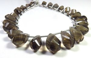 พลอยควอตซ์สโมคกี้ทรงหยดน้ำ ขนาด 10-17 มม. คุณภาพสูง สีน้ำตาลธรรมชาติ รูปทรงบิดเกลียว จำนวน 25 เม็ด ความยาว 9 นิ้ว สำหรับงาน DIY - Product Image 2