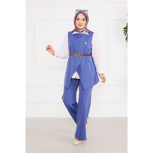 Conjunto de Dos Piezas para Mujer de Oficina: Chaleco con Cinturón y Hiyab, Elegante Tejido de Crepé, Ropa Musulmana - Product Image 3