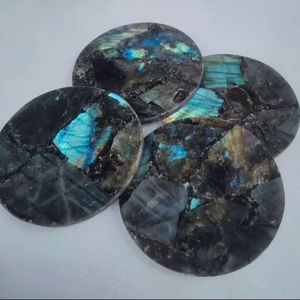 Sous-verre en labradorite polie, pierre précieuse naturelle, articles de bar - Product Image 1