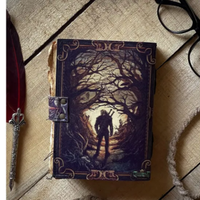 Journal en cuir vintage 7x5, reliure cousue, 100 feuilles de papier à bords festonnés, Grimoire Livre des Ombres, cadeau idéal pour hommes et femmes