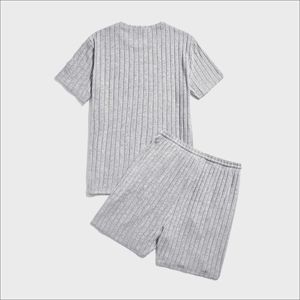 เด็นช์ชุดกีฬาสองชิ้นเสื้อคอตตอนระบายอากาศสั้นสำหรับผู้ชายชุดฤดูร้อนโลโก้แบรนด์ตามสั่ง - Product Image 2