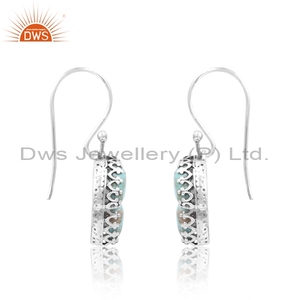 DWS Jewellery Boucles d'oreilles Three Kingman Turquoise Earwire en argent sterling 925 Fournisseur de fabrication de pierres précieuses - Product Image 4