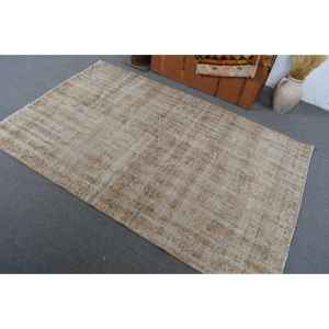 Alfombra Turca de 4.3x6.5 pies, Alfombra Oriental Marrón Vintage - Product Image 3