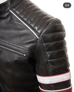 Blouson de moto personnalisé haut de gamme pour homme en cuir véritable, respirant et coupe-vent, idéal pour l'hiver - Product Image 3