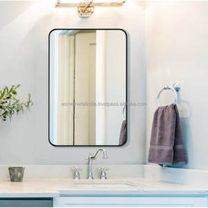 Wall Mounted <b>Mirror</b> in Black Metal with High-Quality Finished Perfect for Stylish Indoor and Outdoor Living Spaces Bathroomware - Product Image 2