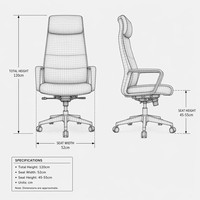 Chaise de bureau de direction moderne de luxe à dossier haut en cuir PU, ergonomique et pivotante, pour hôpital, école, hôtel et mobilier de bureau