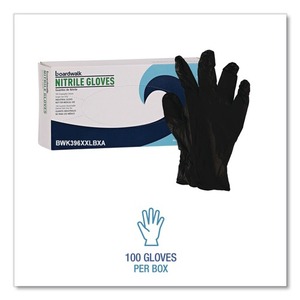 Gants de sécurité jetables noirs extra-larges Boardwalk série 396, 9,5 po. Long 4,4 milles. Gants épais sans poudre à usage général - Product Image 5