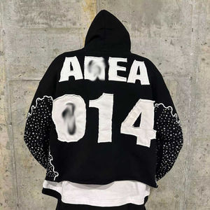 Personalizado Raw Hem con capucha invierno parche bordado Rhinestone mujeres alta calidad elegante Sudadera con capucha 100% algodón Streetwear 2025 - Product Image 3