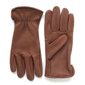 Guantes de conductor de grano de cuero de vaca amarillos Función anticorte Guantes de cuero de trabajo de seguridad de construcción de Palma reforzada ajustable - Product Image 3