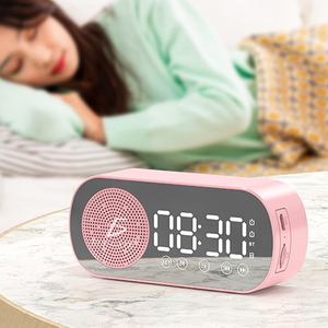 <b>Wireless</b> for <b>Bluetooth</b> 5.0 Stereo Speaker LED <b>Microphone</b> Waterproof Alarm Clock Mini USB/AUX Active Party Speaker Metal Plastic - Product Image 1