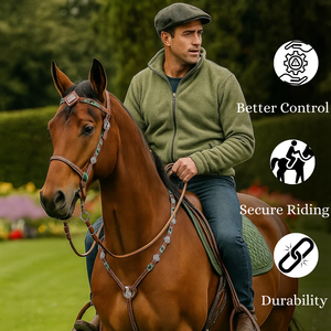 Top quality western <b>leather</b> horse Headstall and Breastplate with beads design and beautiful rhinestones conchos - Product Image 3