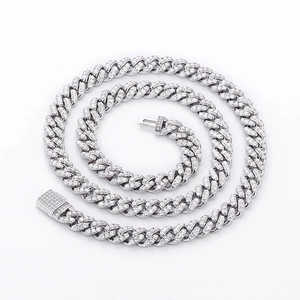 925 Sterling Silver Women's Vintage Round Brilliant Cut Moissanite Cuban Link <b>Chain</b> <b>Necklace</b> - Product Image 1