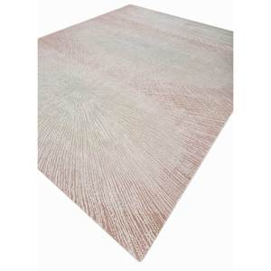 Tapis Kavi rose et violet noué à la main en laine et soie de bambou, motif abstrait, pour salon - Théorie du Chaos (5005(Cs-02)) - Product Image 2