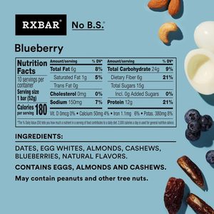 RXBAR Protein <b>Bars</b>, Protein Snack, Snack <b>Bars</b>, Blueberry, 18.3oz Box (10 Count) - Product Image 3
