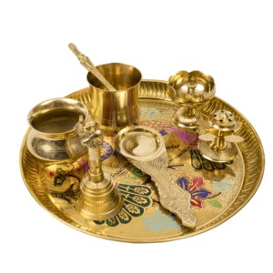 Juego de Thali de Latón con Diseño de Pavo Real para Rituales Hindúes, Mandir en Casa, Decoración Festiva de Diwali y Regalos Espirituales - Product Image 3