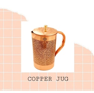 Pichet en cuivre au design luxueux avec ensemble de deux gobelets personnaliser accessoires de cuisine en verre en cuivre au design martelé - Product Image 6