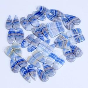 Paire de cabochons de pierres précieuses faits à la main en quartz bleu Scheelite pierre naturelle de haute qualité pour la fourniture de bijoux et d'artisanat - Product Image 3