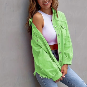 Pantheraint 2025 veste en jean de haute qualité pour femmes OEM Offre Spéciale veste en jean de couleur imprimé Technics coupe ample Style décontracté - Product Image 5