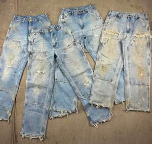 กางเกงยีนส์ขาตรงเข่าสองข้างของผู้ชายเสื้อผ้าแนวสตรีทระบายอากาศได้ดีไม่มีรอยขาด - Product Image 3