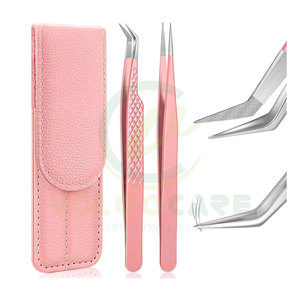 Pince à épiler à verrouillage croisé en acier inoxydable de 125 mm / 4.9 pouces à pointe droite et courbée - Product Image 1