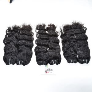 Extensions de cheveux humains vierges indiennes 100% noires, brins ondulés, vente en gros, cuticules alignées, donneur unique, aspect naturel - Product Image 4