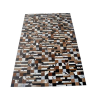 Ensemble de tapis élégants faits à la main en cuir véritable écologique avec poils, style abstrait moderne vert, tapis de sol pour la maison, style durable, le meilleur