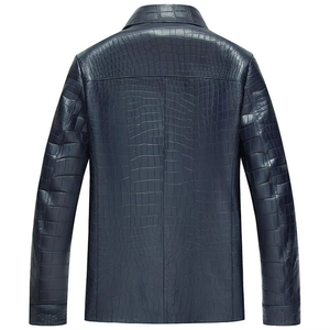 High Quality Custom Men's <b>Genuine</b> Leather Winter Hooded Stand Collar Breathable Bomber Front Logo Custom Color Jacket - Product Image 3