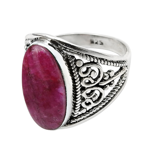 Conjunto de bisel de Plata de Ley 925 hecho a mano, anillo de forma ovalada de piedras preciosas de Rubí, regalo para niña, joyería de plata, precio al por mayor, anillos de plata - Product Image 1