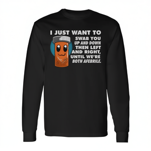 Camiseta de Manga Larga para Estudiantes de Medicina con un Divertido Calcomanía 'Quiero solo que te haga un hisopo' para Profesionales Médicos - Product Image 2