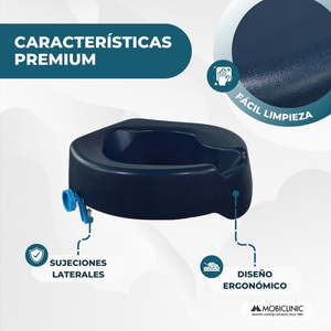 Mobiclinic Rio 11 cm elevador de asiento de inodoro azul suave para suministros de terapia de rehabilitación - Product Image 2