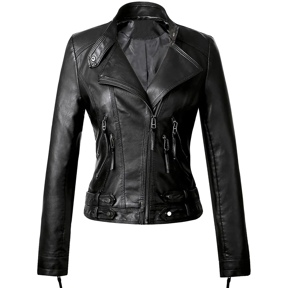Wholesale Ladies' Genuine Sheep Leather Jacket - Spring Fashion Bomber Style Premium Quality Motorcycle Leather Jacket for Women