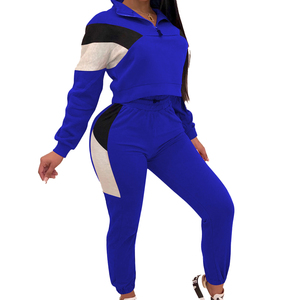 2023 à la mode femmes chaud Sexy coupe ajustée sweat à capuche survêtement ensemble couleur grise unie avec des patchs pour l'hiver - Product Image 6
