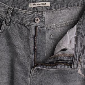 Jeans Casuales de Algodón con Lavado Enzimático y Rasgaduras Grises, Corte Recto, Estilo Urbano para Hombre - Product Image 6