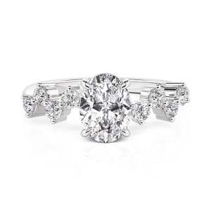 Jeulia Classic Oval Heartbeat Engagement <b>Ring</b> with White Gold Copper Setting - Product Image 3