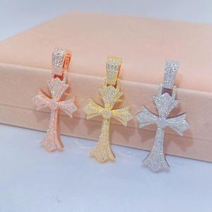 Christian Religion <b>Cross</b> 1.80 TCW Round Cut Hip Hop Moissanite Diamond <b>Pendant</b> 925 <b>Sterling</b> <b>Silver</b> Hip-Hop Style <b>Pendant</b> - Product Image 1