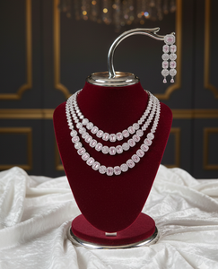 Ensemble de bijoux de créateur AD pour femmes, collier et boucles d'oreilles de mariage, combo élégant, accessoire de mode ethnique indien pour les fêtes - Product Image 3