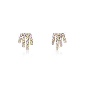 Pendientes de botón con diamantes cultivados en laboratorio, diseño de concha, 2.70 quilates totales, color D-F, claridad VVS1-VS2, oro de 14K, diseño inspirado en el océano - Product Image 1