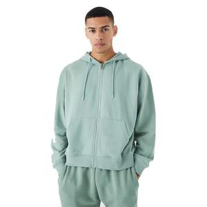 Qualité supérieure 500 GSM polaire blanc fermeture éclair sweats à capuche hommes surdimensionné couleur unie respirant sweats à capuche Logo personnalisé sweats à capuche - Product Image 1