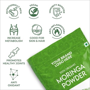 100% poudre de moringa pure et biologique certifiée GMP vitamines de culture sauvage antioxydants soutenant la santé immunitaire digestion énergétique - Product Image 2