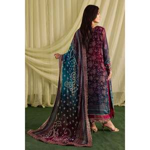 Collection Bohème Nureh 3 pièces : Chemise en Chiffon Imprimée Numérique et Brodé, Dupatta Imprimée Chunri, Pantalon Teint - BIC-018 - Product Image 6