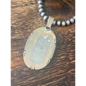 Dave Skeets White <b>Opal</b> & Sterling Silver <b>Pendant</b> Bezel Setting Rose Gold Rhodium Plating Religious Style Charm Number Pattern - Product Image 5