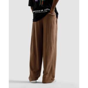 Pantalon en velours côtelé plissé à taille haute et jambe droite pour homme, taille XL, style urbain, décorations à fermeture éclair, tissu en coton, délavage coloré - Product Image 4