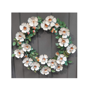 Guirnalda de Metal con flores pintadas a mano de varios colores, corona decorativa para colgar en la pared de la puerta delantera del hogar, corona decorativa de Metal - Product Image 3