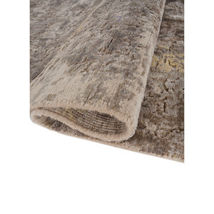 Alfombra Uvenuti de Lana y Seda de Bambú Tejida a Mano, Color Marfil, LRB-1545, Rectangular, Abstracta, para Dormitorio, Hecha a Mano con Técnicas de Viscosa - Product Image 2